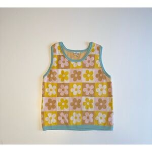 Finding Foxtale Daisy Knit Sweater Tank Top - Yellow, Pink, White, Beige